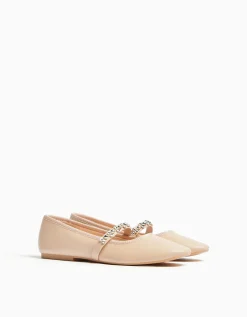 FEMME BERSHKA New*Ballerines à brides avec décoration