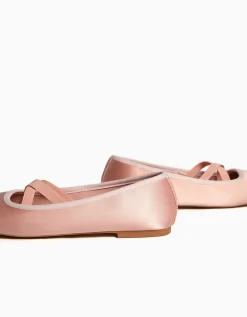 FEMME BERSHKA Chaussures*Ballerines satinées élastiques