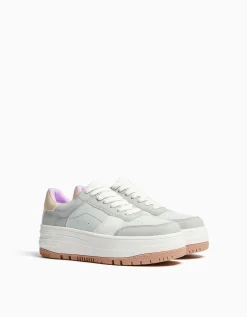 FEMME BERSHKA New*Baskets plateforme bimatière