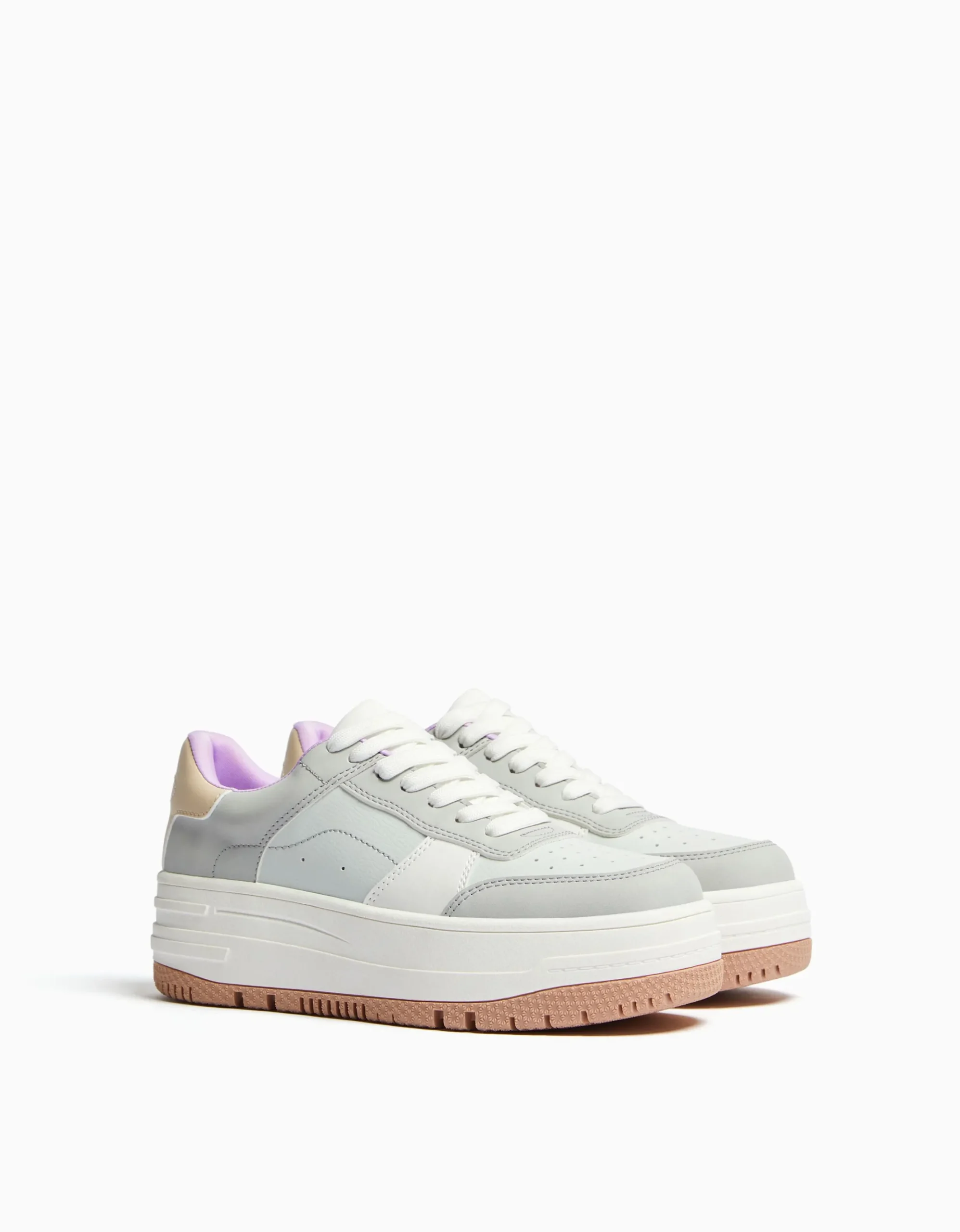FEMME BERSHKA New*Baskets plateforme bimatière