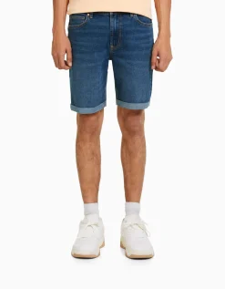 HOMME BERSHKA Bermudas*Bermuda denim skinny retroussé