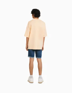 HOMME BERSHKA Bermudas*Bermuda denim skinny retroussé