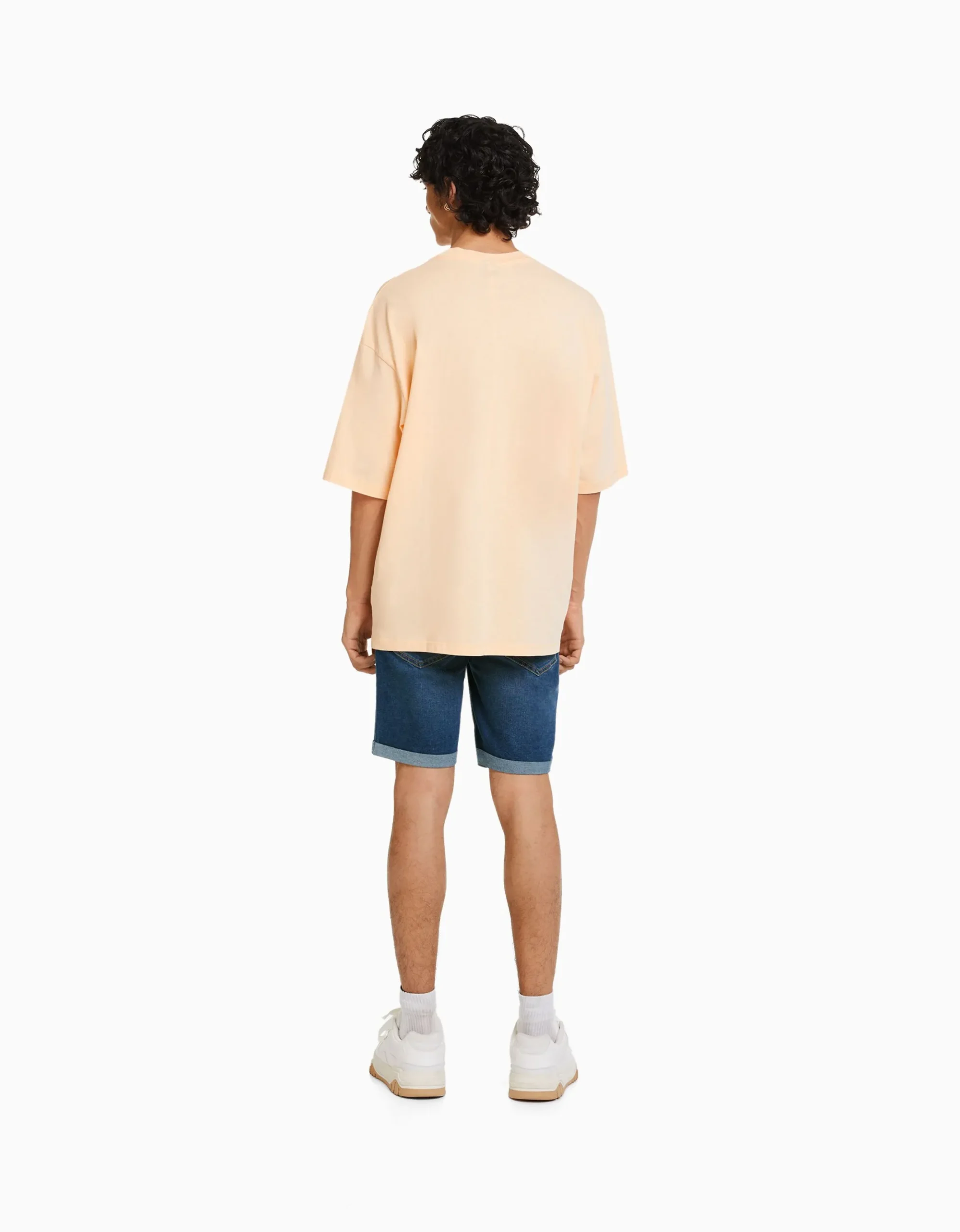 HOMME BERSHKA Bermudas*Bermuda denim skinny retroussé