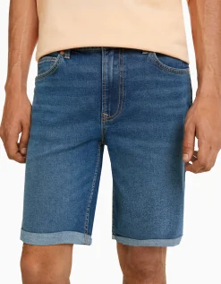 HOMME BERSHKA Bermudas*Bermuda denim skinny retroussé