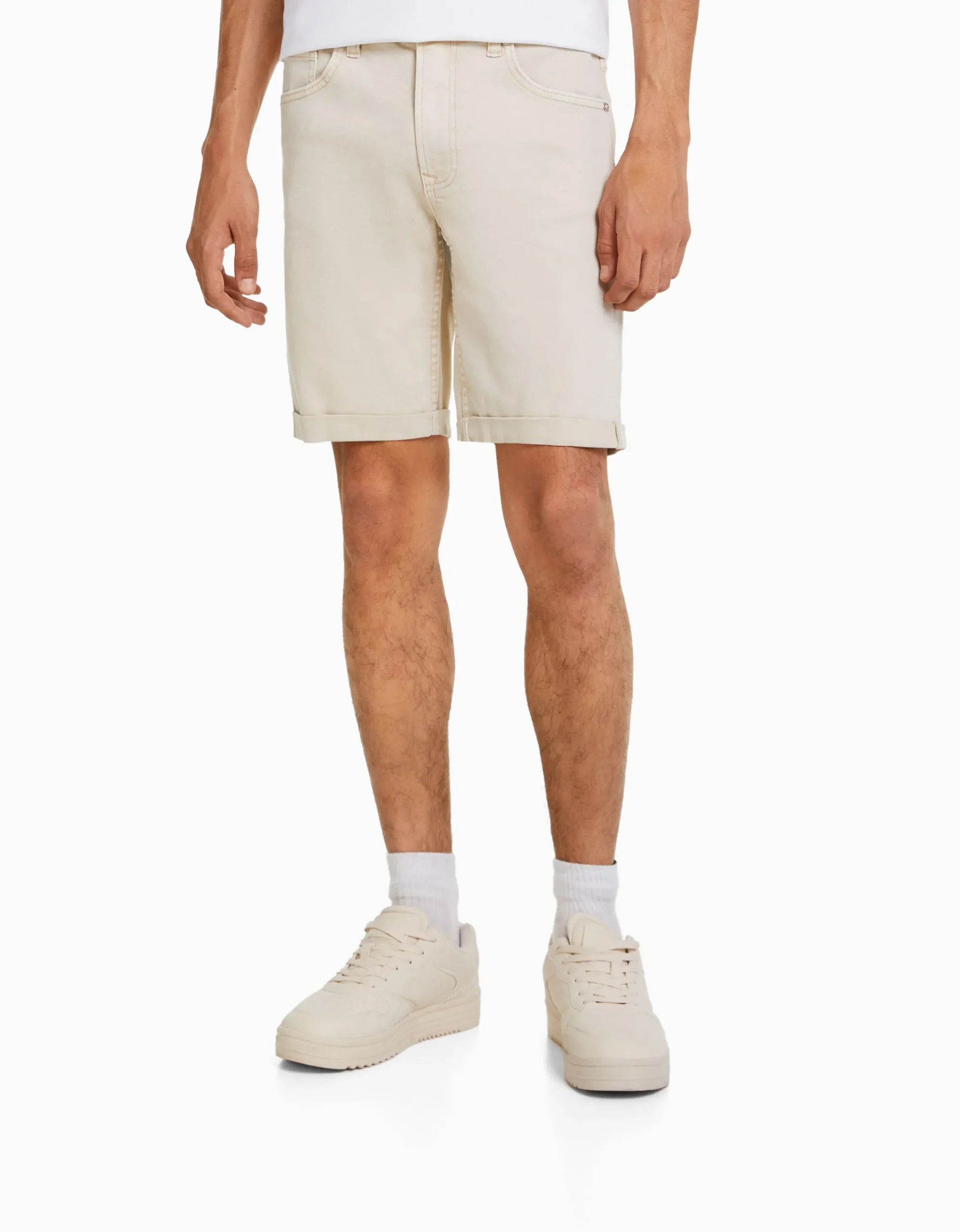 HOMME BERSHKA Bermudas*Bermuda denim skinny retroussé