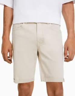 HOMME BERSHKA Bermudas*Bermuda denim skinny retroussé