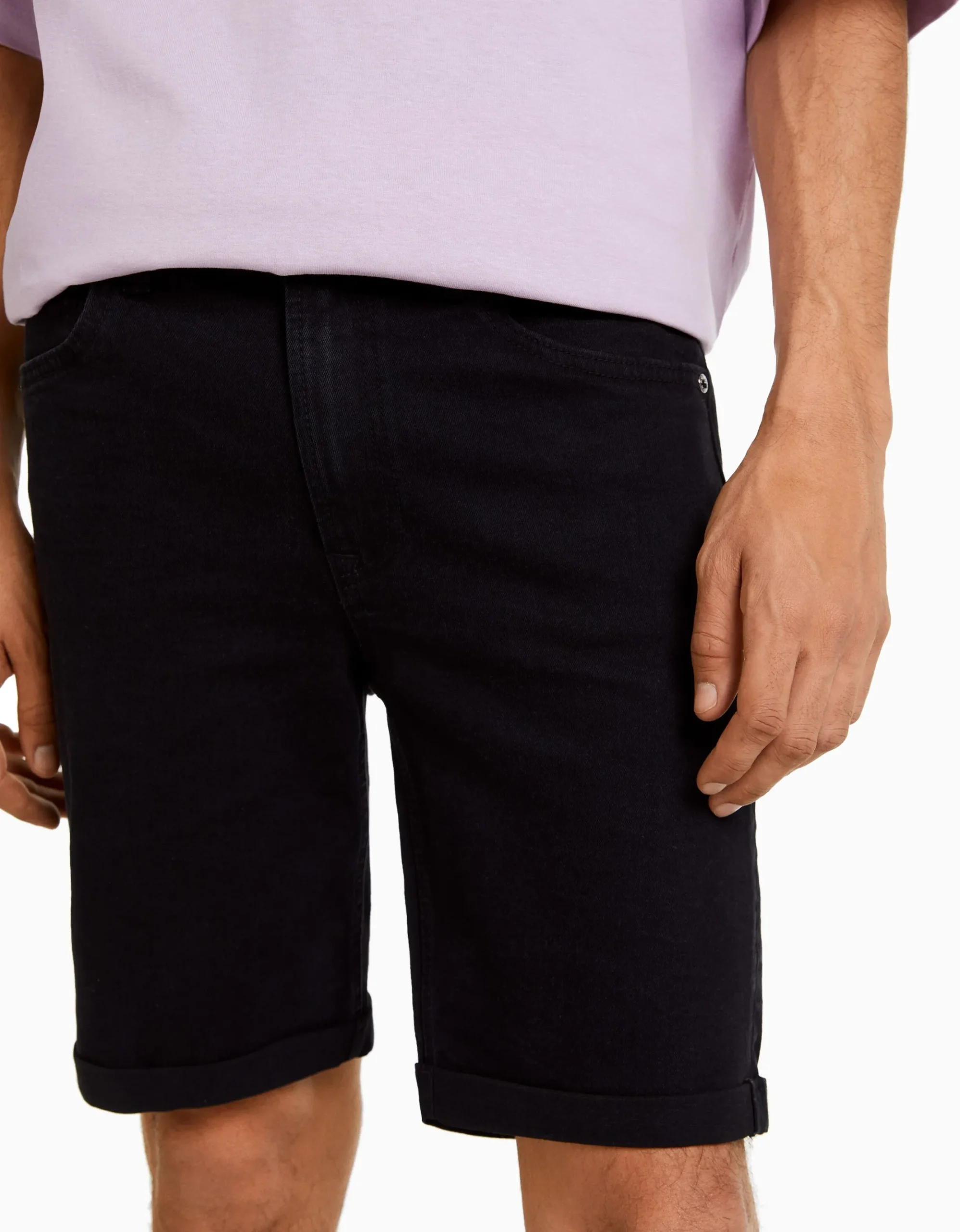 HOMME BERSHKA Bermudas*Bermuda denim skinny retroussé