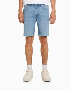 HOMME BERSHKA Bermudas*Bermuda denim skinny retroussé