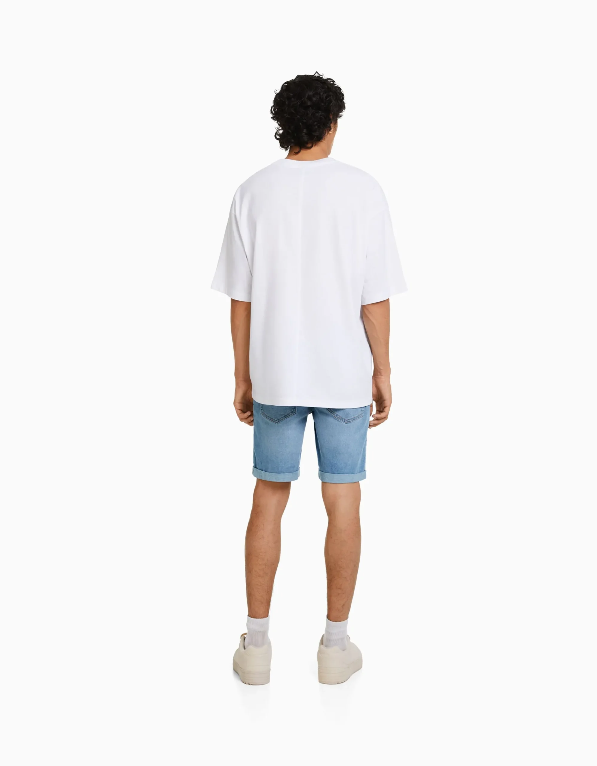 HOMME BERSHKA Bermudas*Bermuda denim skinny retroussé