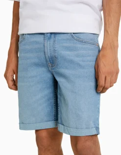 HOMME BERSHKA Bermudas*Bermuda denim skinny retroussé
