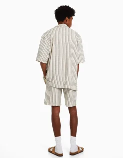 HOMME BERSHKA Bermudas*Bermuda jogger rustique rayures