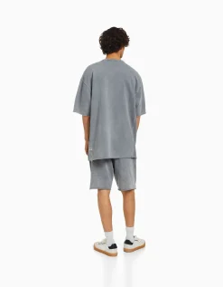 HOMME BERSHKA Survêtement*Bermuda molleton effet délavé