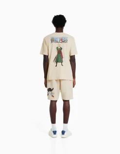 HOMME BERSHKA Vêtements*Bermuda molleton imprimé One Piece