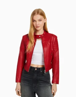 FEMME BERSHKA Vestes*Blouson biker racing similicuir