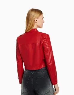 FEMME BERSHKA Vestes*Blouson biker racing similicuir