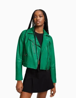 FEMME BERSHKA Vestes*Blouson biker similicuir