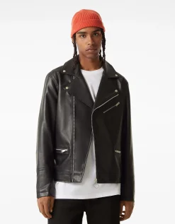 HOMME BERSHKA Blousons et manteaux*Blouson biker similicuir