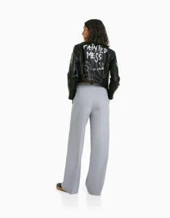 FEMME BERSHKA Vestes*Blouson biker similicuir clous