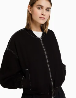 FEMME BERSHKA Vestes*Blouson bomber denim fil contraste