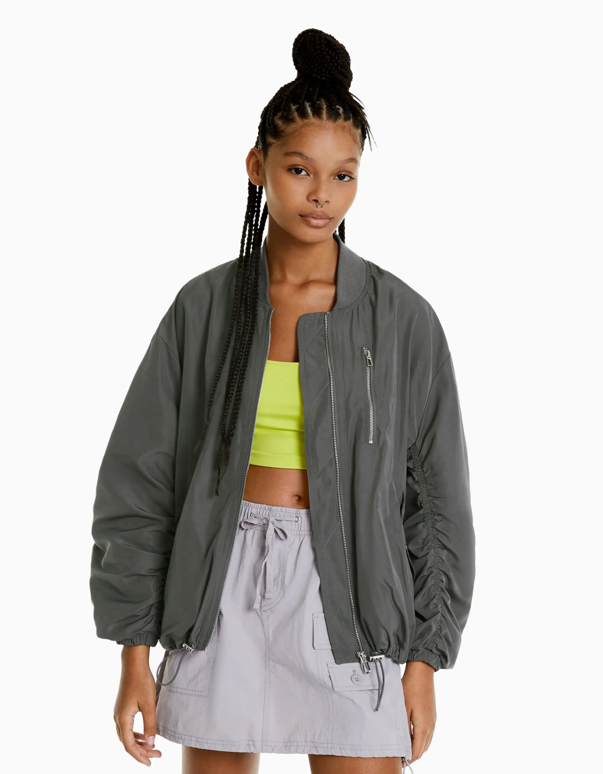FEMME BERSHKA Vêtements*Blouson bomber effet nylon