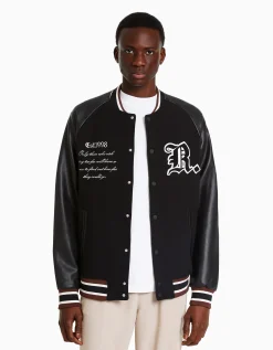 HOMME BERSHKA Blousons et manteaux*Blouson bomber mélange de laine similicuir