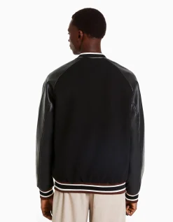 HOMME BERSHKA Blousons et manteaux*Blouson bomber mélange de laine similicuir