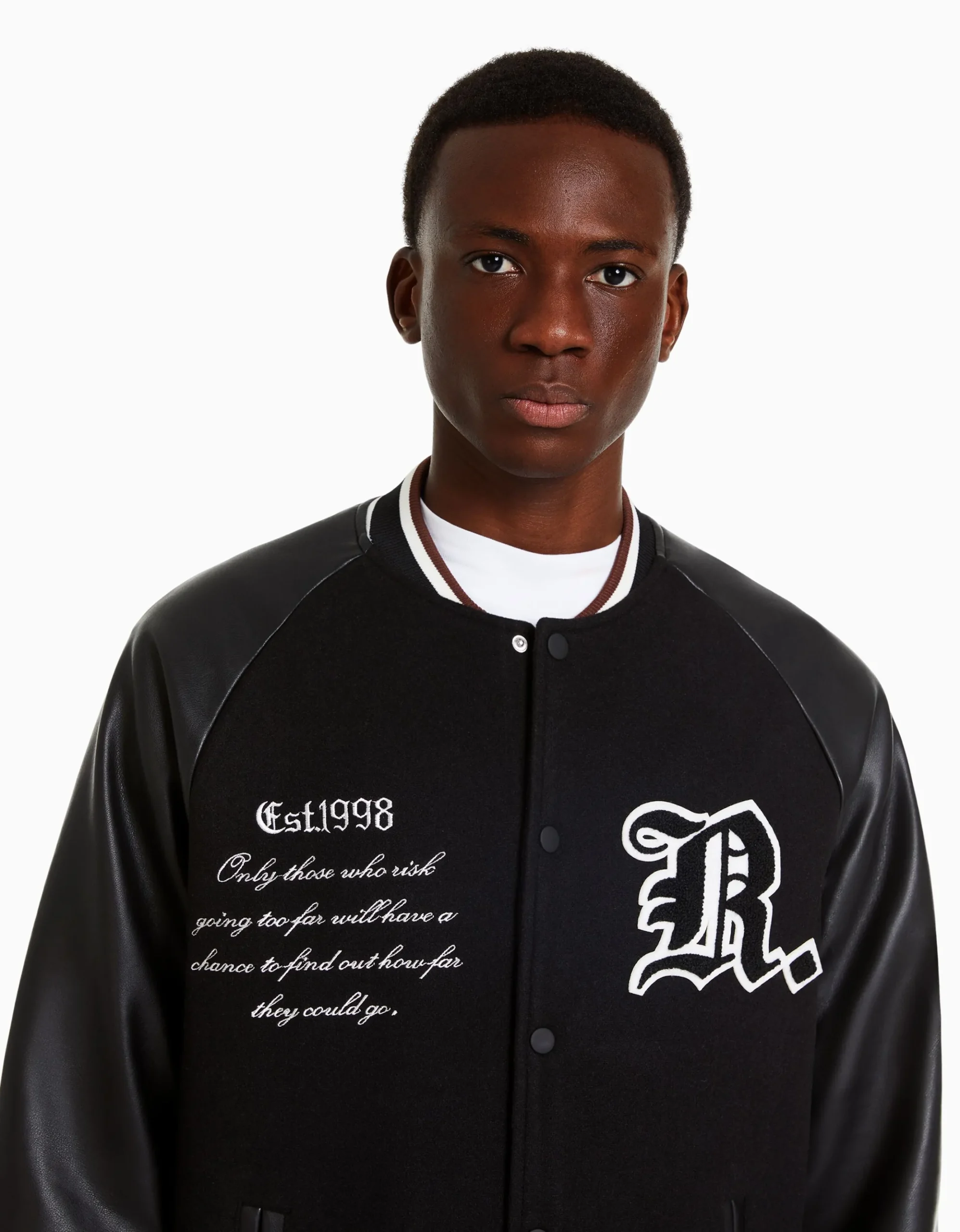 HOMME BERSHKA Blousons et manteaux*Blouson bomber mélange de laine similicuir