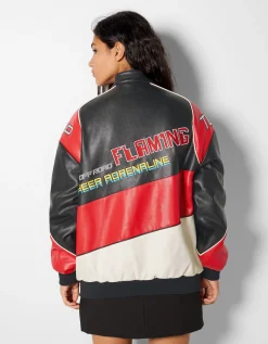 FEMME BERSHKA Vestes*Blouson bomber similicuir racing