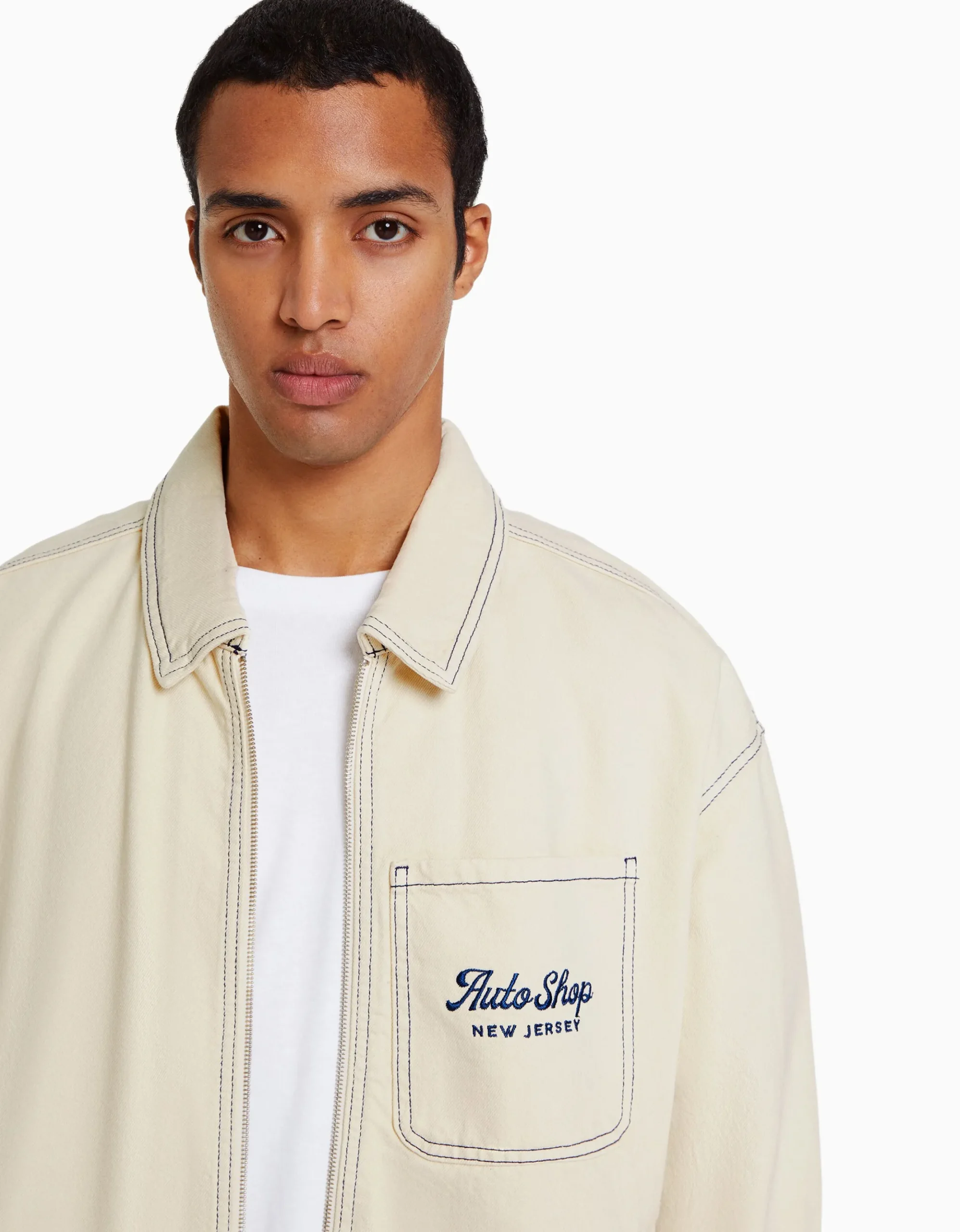 HOMME BERSHKA Blousons et manteaux*Blouson coton coutures contrastantes broderie