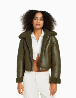 FEMME BERSHKA Vestes*Blouson court double face similicuir