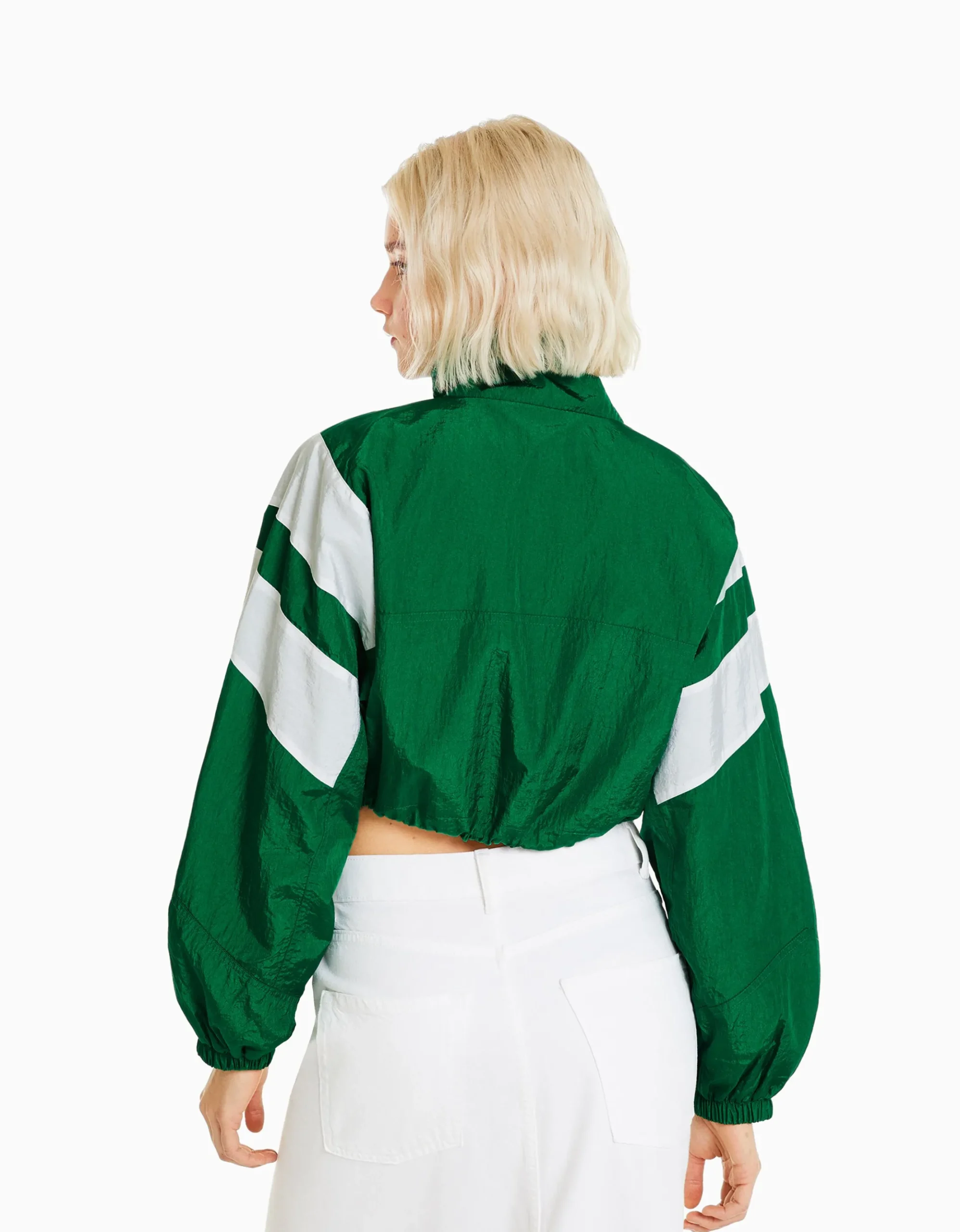 FEMME BERSHKA Vêtements*Blouson cropped effet nylon color block
