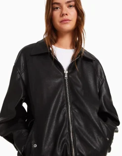 FEMME BERSHKA Vêtements*Blouson dad fit similicuir