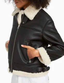FEMME BERSHKA Vestes*Blouson long double face similicuir