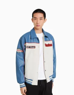 HOMME BERSHKA Blousons et manteaux*Blouson racing suédine et similicuir