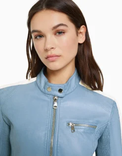 FEMME BERSHKA Vestes*Blouson similicuir effet usé bande latérale
