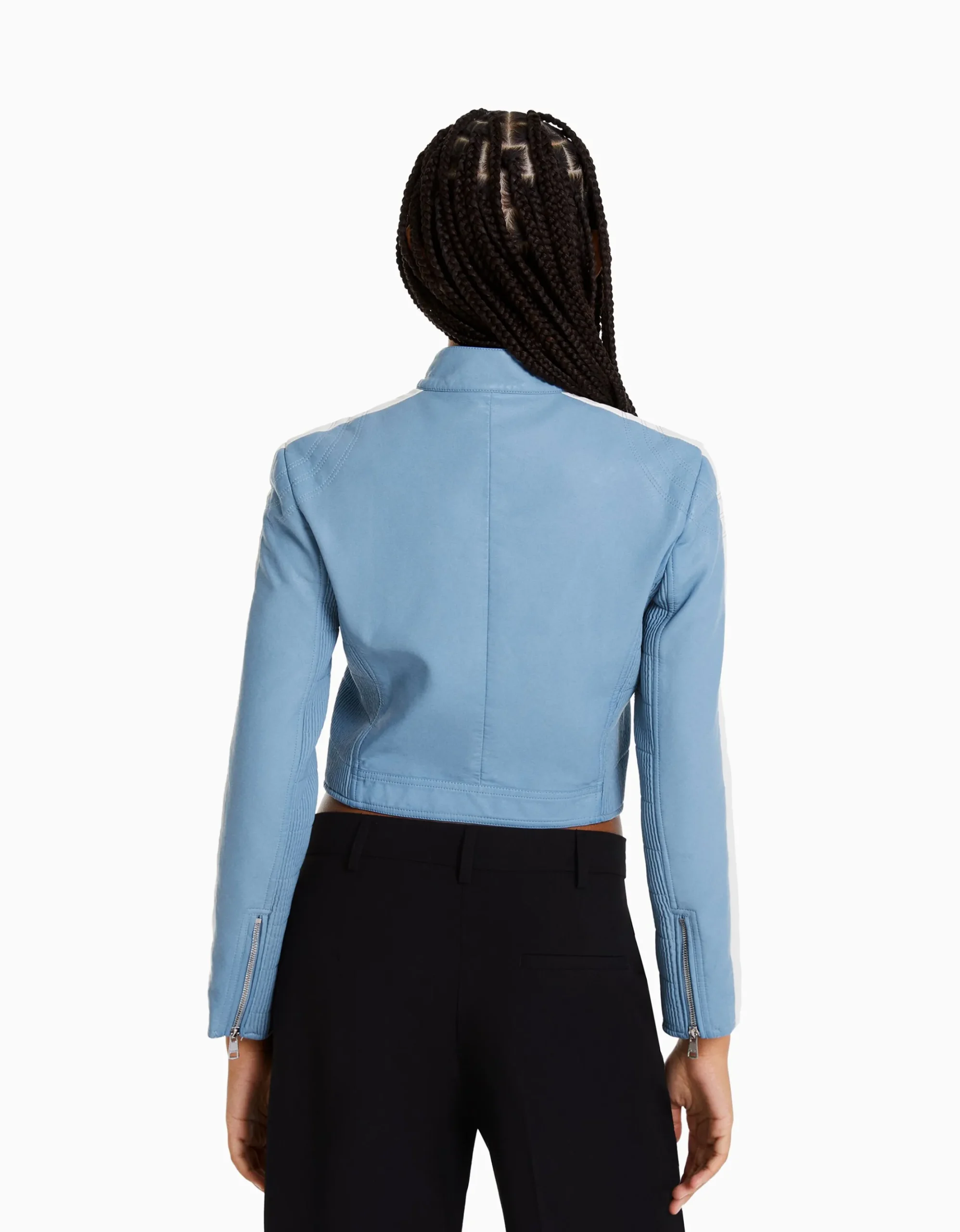 FEMME BERSHKA Similicuir*Blouson similicuir effet usé bande latérale