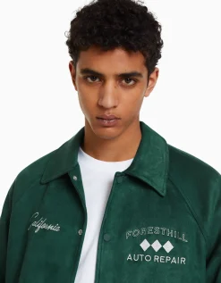 HOMME BERSHKA Blousons et manteaux*Blouson suédine brodé