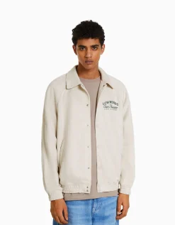 HOMME BERSHKA Blousons et manteaux*Blouson suédine brodé