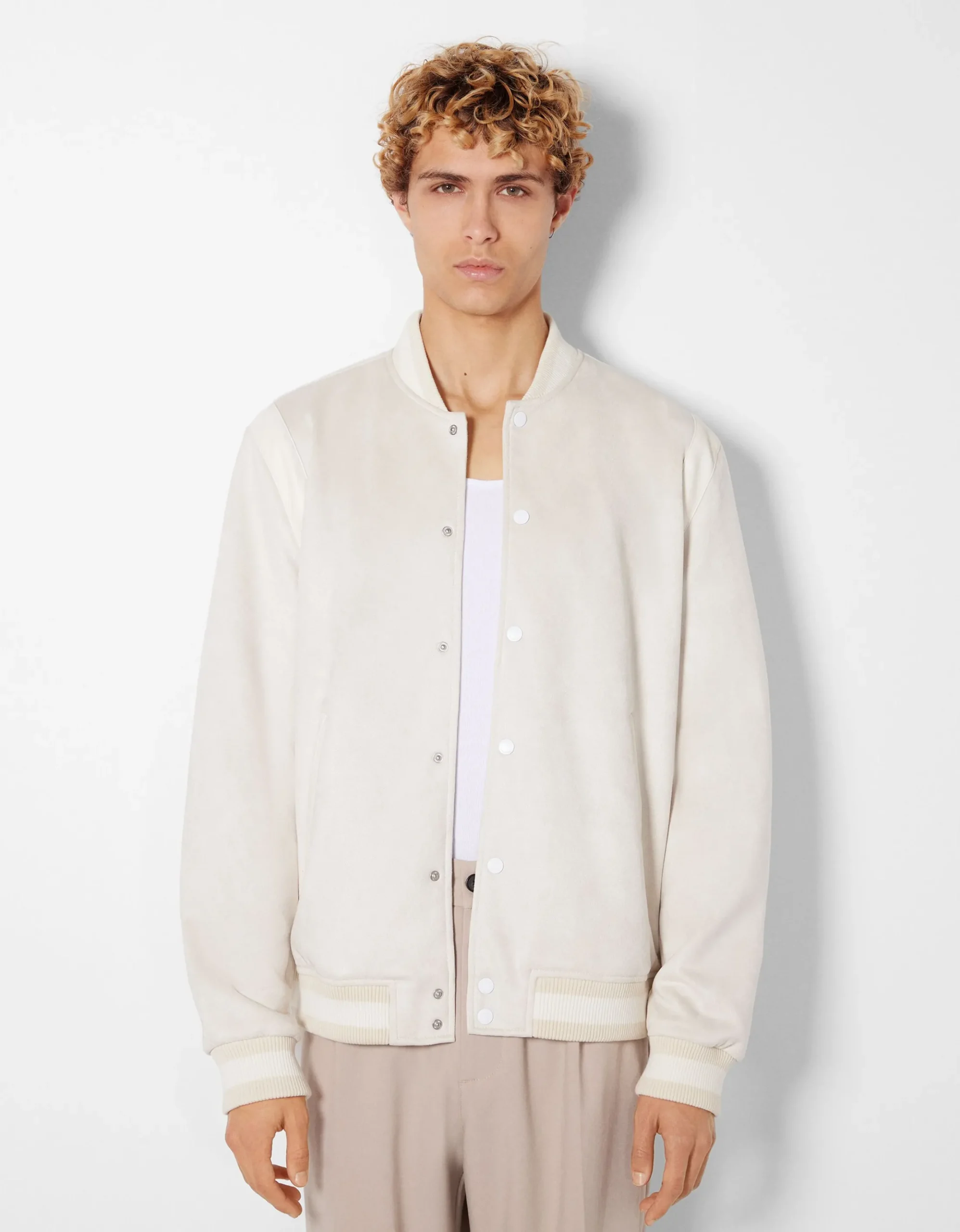 HOMME BERSHKA Basiques*Blouson suédine et similicuir