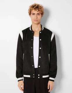 HOMME BERSHKA Basiques*Blouson suédine et similicuir