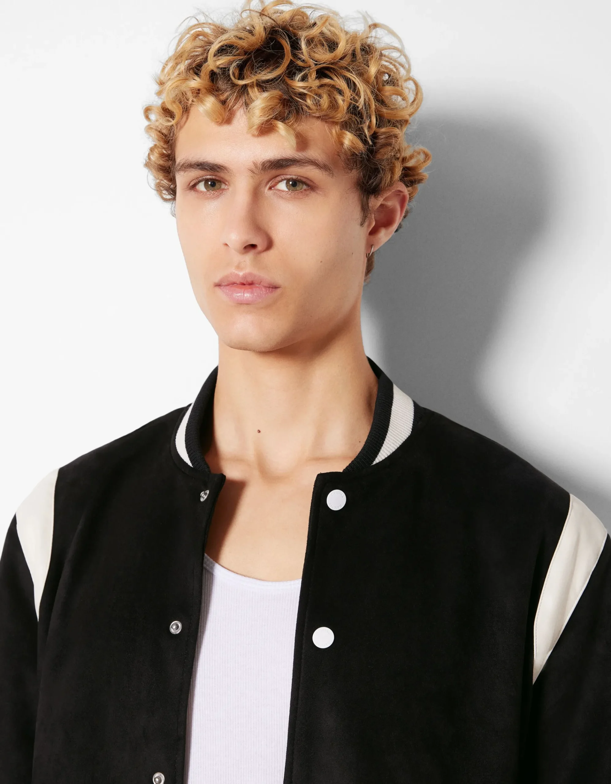 HOMME BERSHKA Basiques*Blouson suédine et similicuir