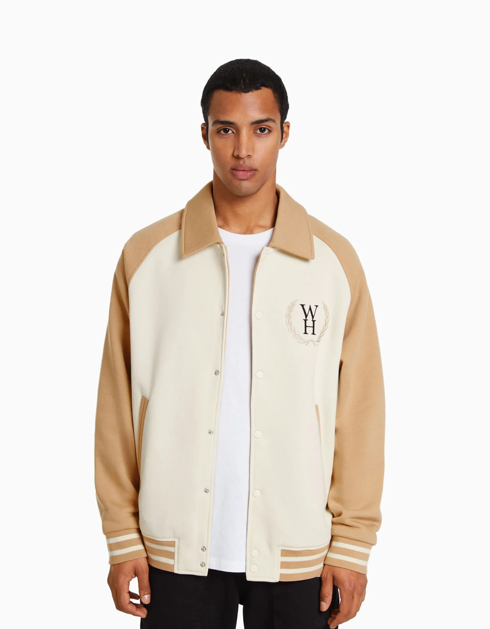 HOMME BERSHKA Vêtements*Blouson tissu contraste