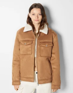 FEMME BERSHKA Vestes*Blouson trucker suédine doublure