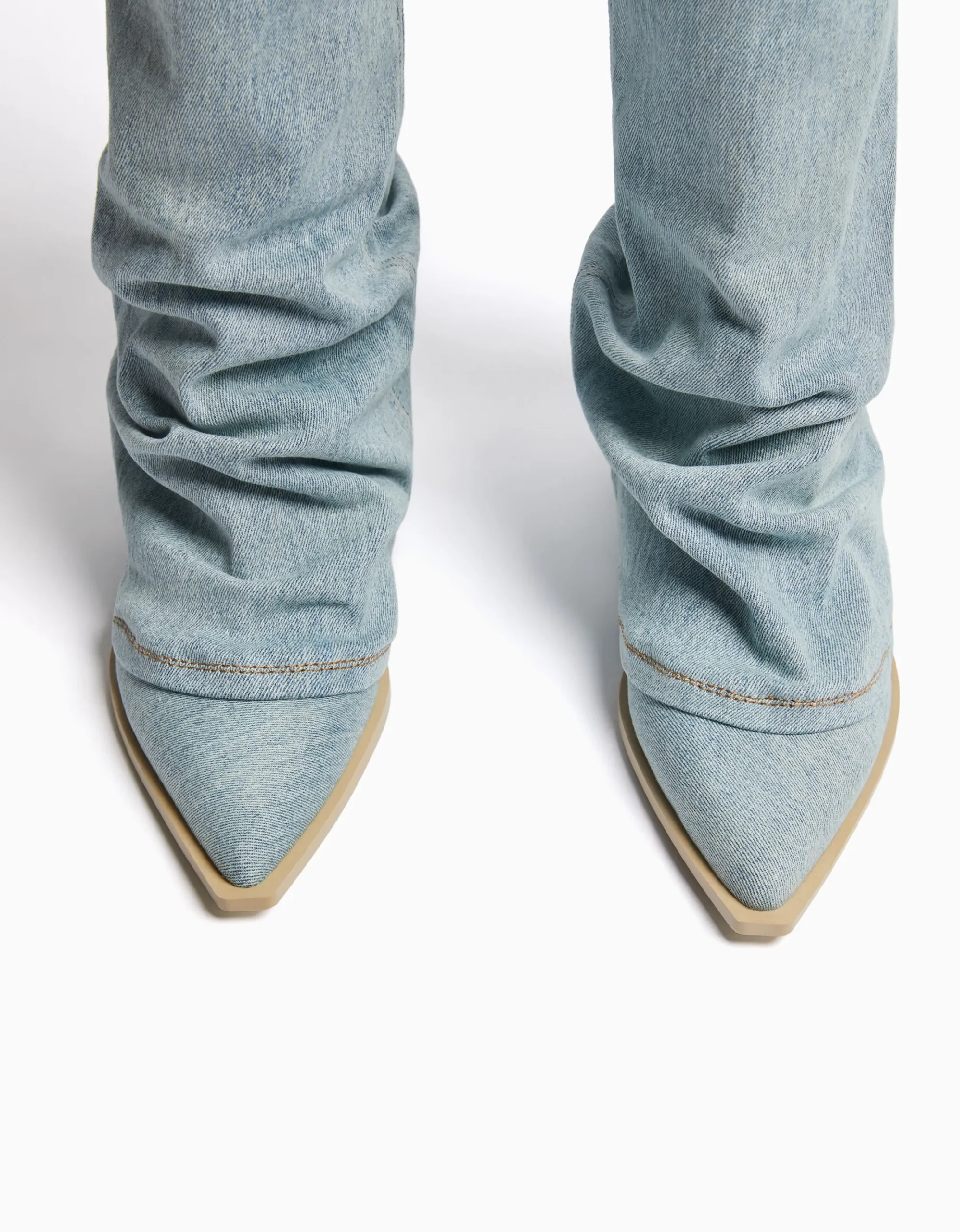 FEMME BERSHKA Chaussures*Bottes cowboy denim talon