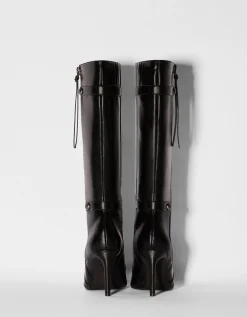 FEMME BERSHKA Bottes*Bottes talon aiguille détails métallisés