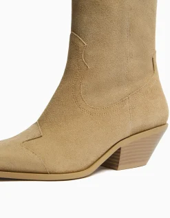 FEMME BERSHKA Chaussures*Bottines cowboy à talon CUIR