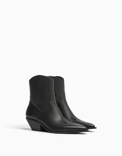 FEMME BERSHKA Cowboy*Bottines cowboy à talon CUIR