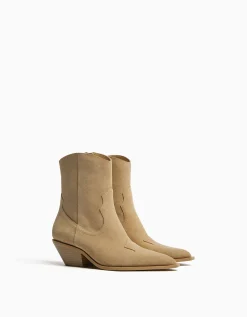 FEMME BERSHKA Cowboy*Bottines cowboy à talon CUIR