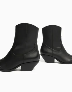 FEMME BERSHKA Cowboy*Bottines cowboy à talon CUIR
