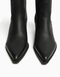 FEMME BERSHKA Cowboy*Bottines cowboy à talon CUIR